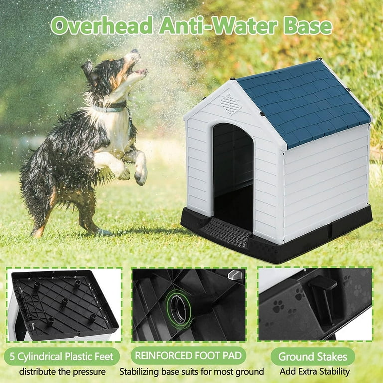CL.HPAHKL Outdoor Large Dog House Durable Waterproof Plastic Dog House with Vent and Raised Floor Large Dog House for Small to Large Sized Dogs