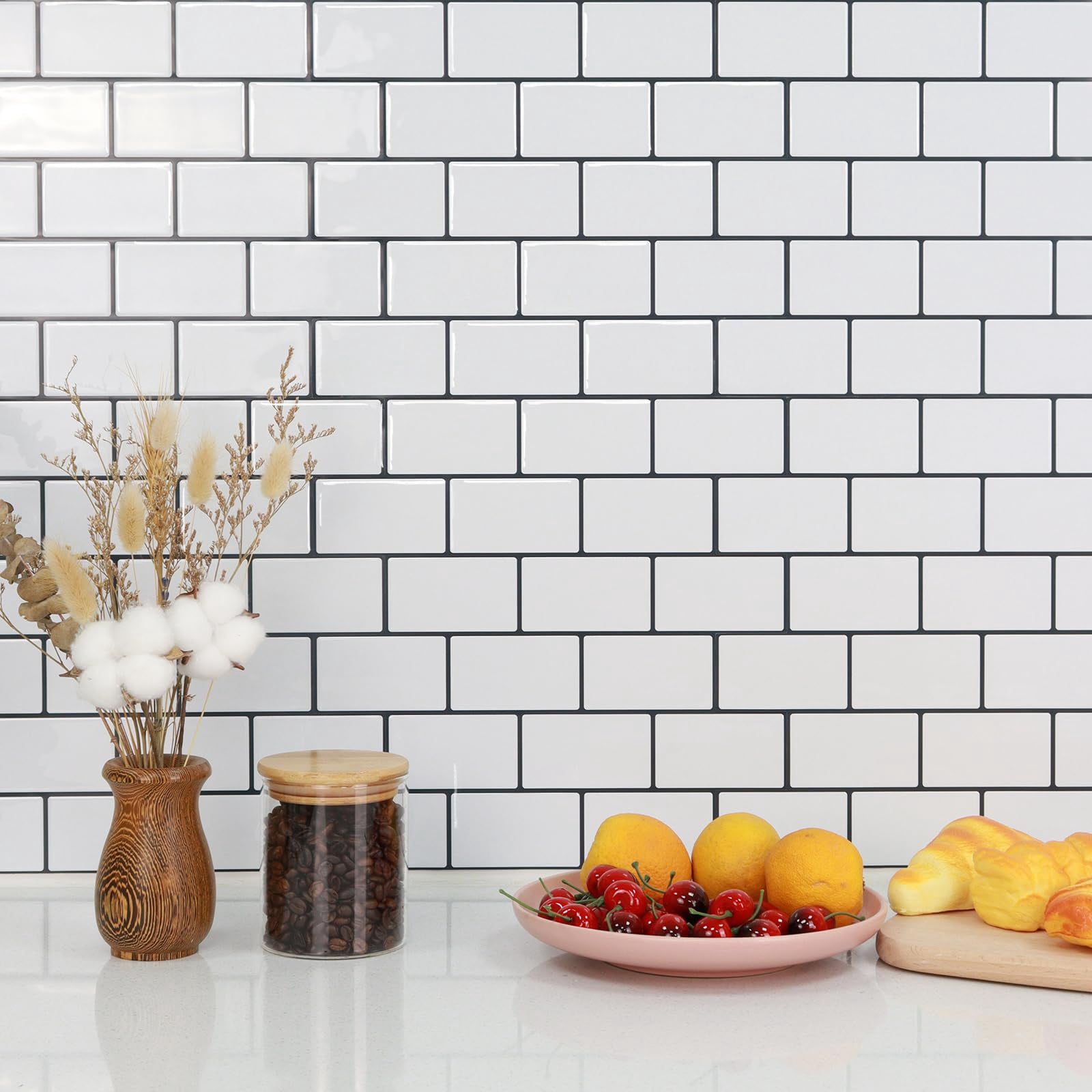 Peel And Stick Backsplash  White Subway Tile On For Kitchen (pack Of 1 Thicker Design)