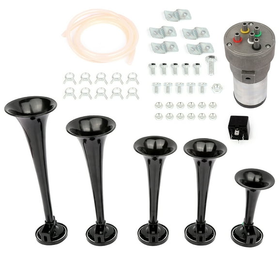 CCIYU 125db Air Horn Kit 12V 5 Trumpet Horn with Compressor Replacement Loud Train Horn for Train Car Truck Boat RV