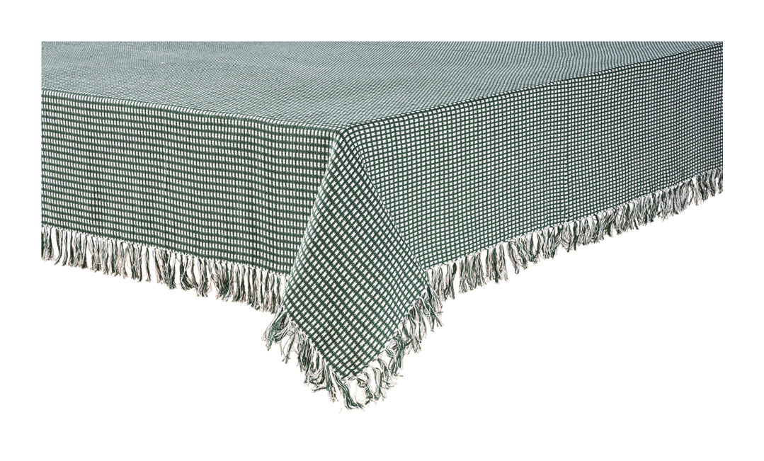 Homespun Check 100 Cotton Woven Fringed Tablecloth 52"X52", Hunter