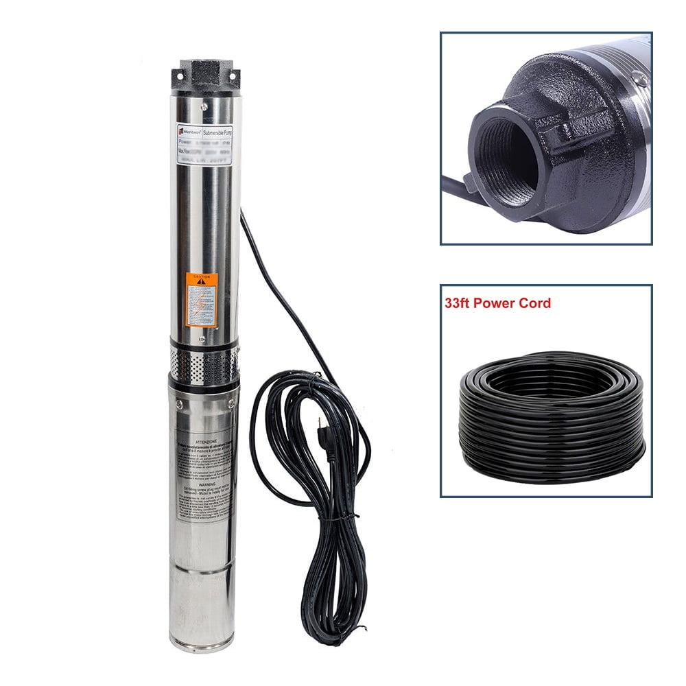 iMeshbean Deep Submersible Well Pump 1HP 33GPM 207ft Head with 33ft Electric  Cable,220V 1.25 NPT Submersible Well Pump 4 Stainless Steel Water Pumps  for Industrial, Irrigation and Home Use - Walmart.com