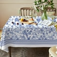 thumbnail image 2 of Rectangle Tablecloth - 60 x 102 Inch Blue Floral Rustic Tablecloth Classic French Country Printed Table Cover Farmhouse Decoration, Suitable for Home, Kitchen, Indoor and Outdoor Dining, 2 of 6