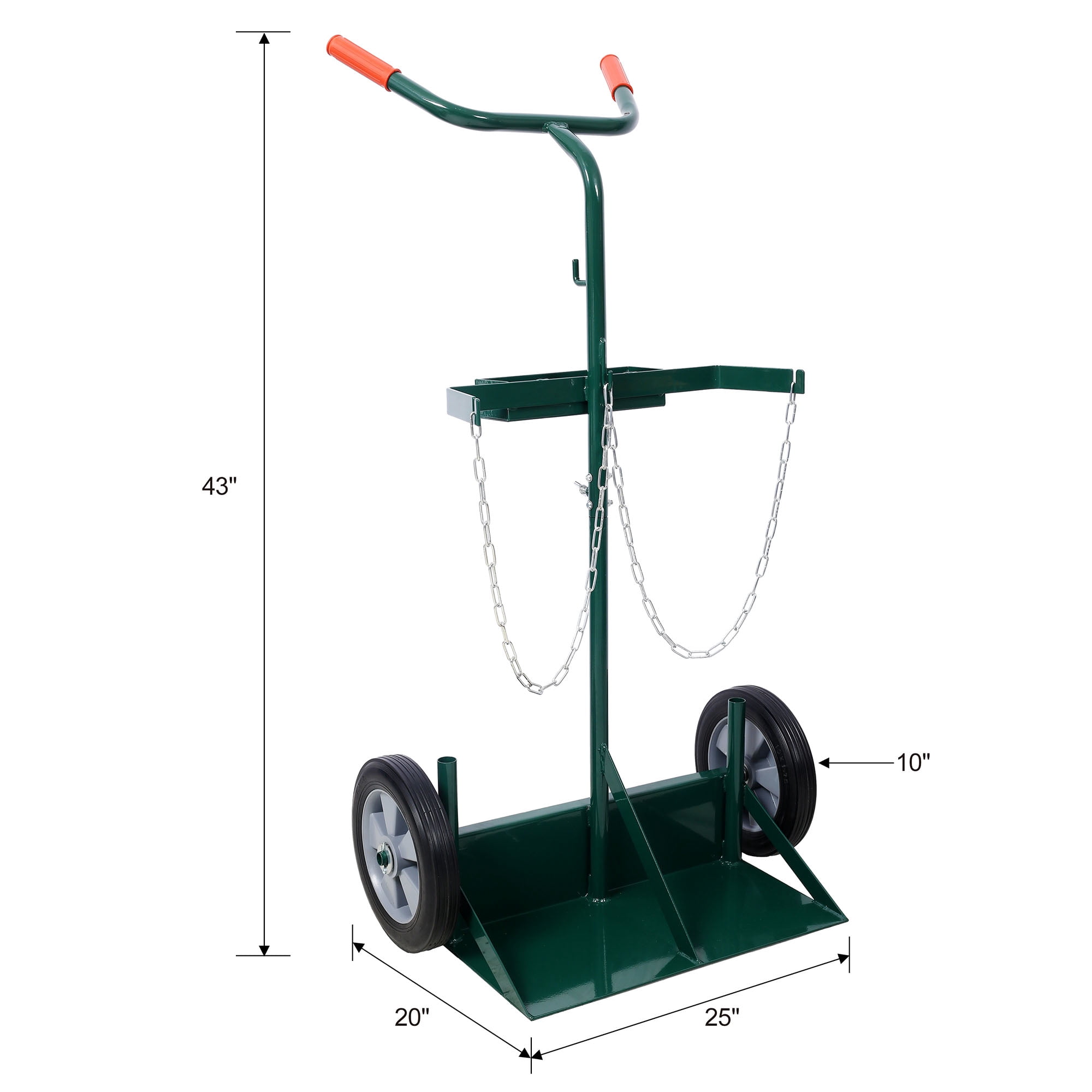 Heavy Duty Cylinder Cart With 440 Lbs Capacity, Compact Dual Oxygen Tank Hand Truck, 10 Inch Solid Rubber Wheels, Durable Metal Design For Secure Gas Cylinder Storage And Mobility