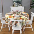 thumbnail image 2 of Happy Thanksgiving Turkey Fall Leaves Pumpkin Round Tablecloth 60" X 60",Wrinkle Wipeable Table Cloth for Kitchen Dining Room Picnic Patio Party, 2 of 6