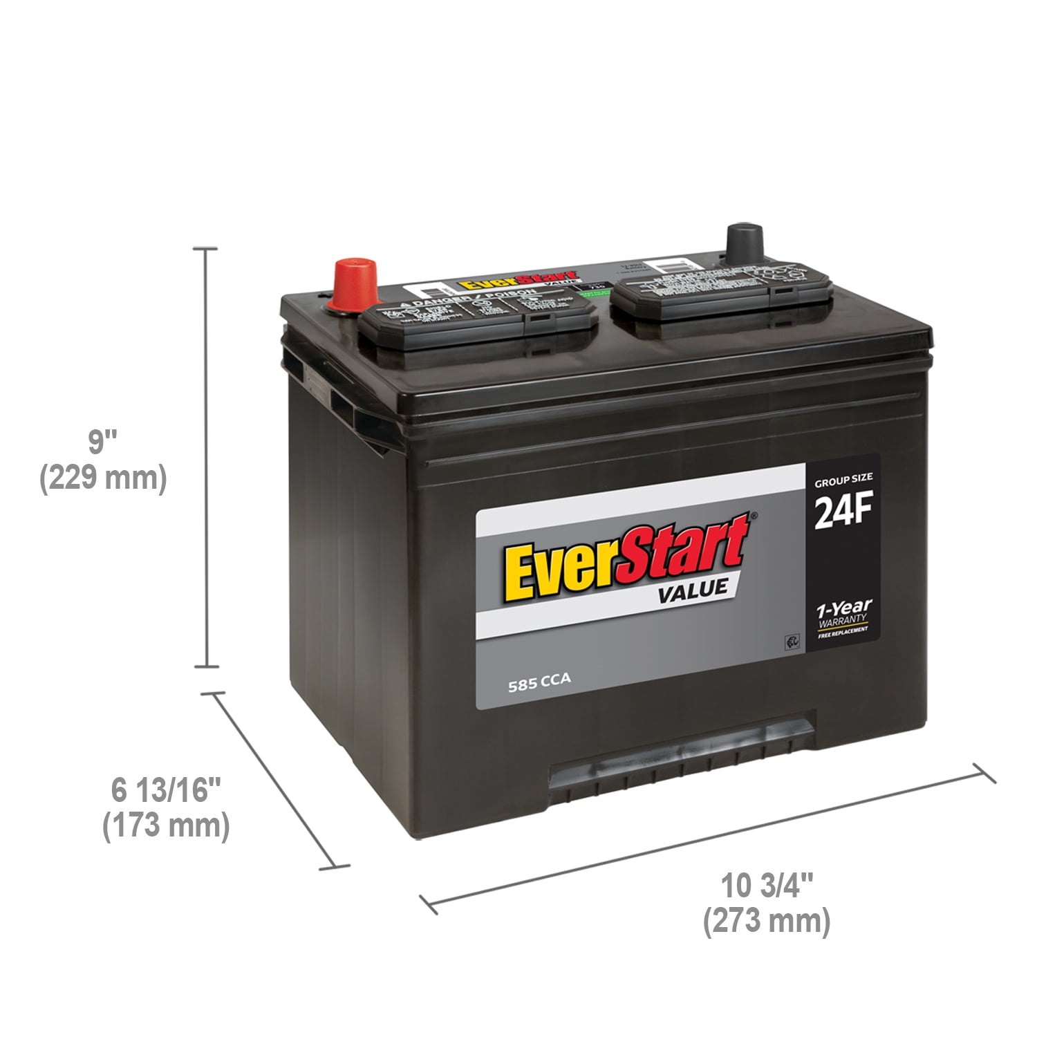 EverStart Value Lead Acid Automotive Battery, Group Size 24F 12