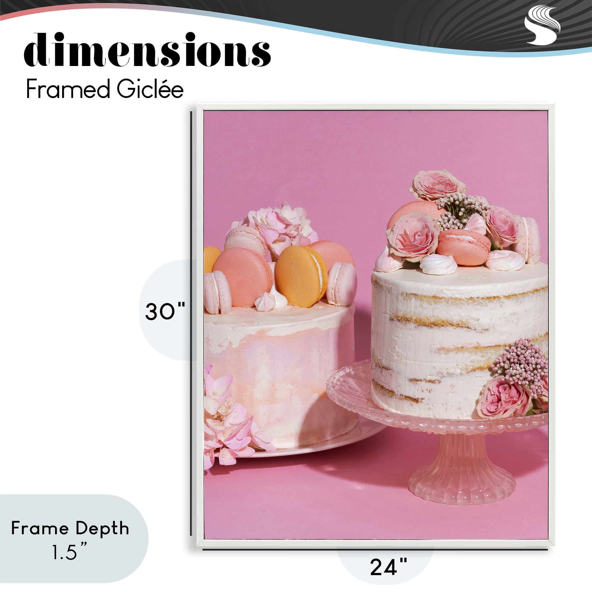 Stupell Industries Pink Pastel Macaroon Cakes White Framed Giclee Art, design by LISH Creative