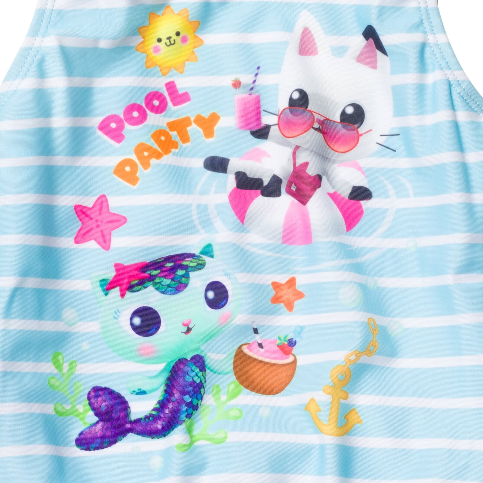 Dreamworks Gabby's Dollhouse Pandy Paws MerCat Little Girls One Piece Bathing Suit Toddler to Big Kid