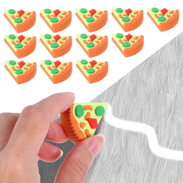 30 borradores con forma de rebanada de pizza para niños: premios divertidos para el aula y útiles escolares. Mini borradores con formas de comida para estudiantes. Regalos y premios para fiestas.