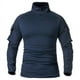 thumbnail image 2 of Camisa de combate de manga larga para hombre, camisas tácticas de algodón antidesgarro con cremallera de 1/4, camisetas de airsoft con camuflaje azul marino, 2 of 5