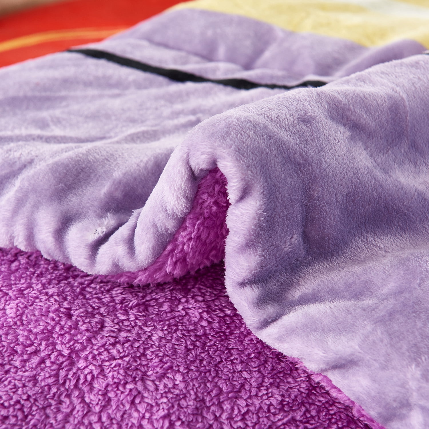 JML Plush Sherpa Bed Blanket, Fluffy & Soft, Reversible, Thick, King 79"x91",Orange Yellow purple