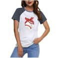 thumbnail image 1 of Tops Cortos para las Mujeres Impreso Cuello Redondo Mangas Cortas Casual Camiseta, Mujer Casual Camisetas para el Hogar Diario, 1 of 4