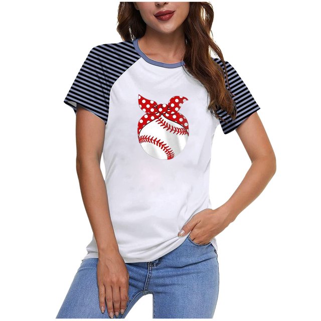 Tops Cortos para las Mujeres Impreso Cuello Redondo Mangas Cortas Casual Camiseta, Mujer Casual Camisetas para el Hogar Diario