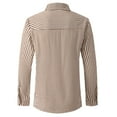 thumbnail image 7 of Muscularfit Striped Dress Shirts for Men Brown French Cuff Pocket Workout Tops Collared Tee Pullover Long Sleeve Polo Shirts,XXL, 7 of 7