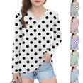 thumbnail image 1 of Tranfacy Chemises à Manches Longues pour Filles 2-14 Ans, Mode Décontractée, Col en V, Manches Longues, Printemps et Automne, 1 of 7