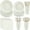 Cream White, variant on Light Pink Scalloped Paper Plates Shell Edge Disposable Tableware Cocktail Napkins Cups Plastic Spoons Forks Knives for Wedding Baby Shower Picnic Birthday Party Supply for 50 Guests