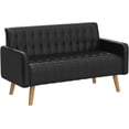 thumbnail image 4 of LAZZO 57'' Modern Striped PU Leather Loveseat Sofa w/ 2 USB Charging Ports, Black, 4 of 9