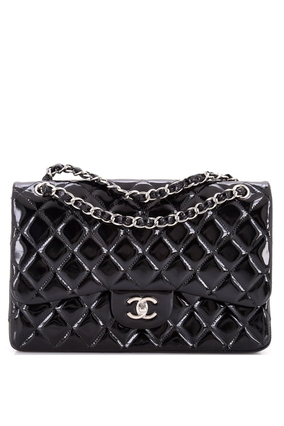 Pre-Owned Classic Double Flap Bag Quilted Patent Jumbo By Rebag