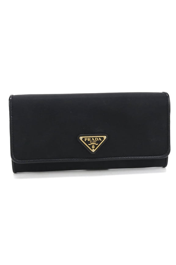Pre-Owned PRADA Triangle Wallet, Bi-fold with Coin Pocket, 1MH132 UZ0 F0X3X, Women's, Black