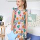 thumbnail image 4 of Fotbe Tropical Plants Vestido de Dormir para Niñas de 3 a 10 Años, Mangas Cortas, Estilo Princesa, Pijama Camisón con Mangas Voladas-Large, 4 of 6