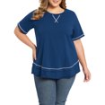 thumbnail image 4 of GRACE & GRANDEUR Women's Plus Size Summer T-Shirts Short Sleeve Crew Neck Loose Casual Knit Blouse Tops 3X Navy Blue, 4 of 5