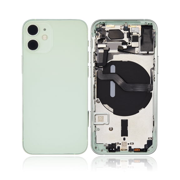 Replacement Back Housing W/ Small Components Pre-Installed Compatible For iPhone 12 Mini (No Logo) (Aftermarket Plus) (International Version) (Green)