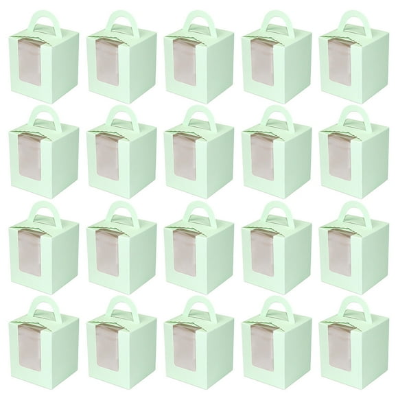 20PCS Treat Box Creative Paper Bakery Box Cupcake Box with Window for Wedding Birthday Party