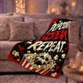 thumbnail image 5 of decorative motif Movie Lettering Above Skull Filled decorative motif, Soft Flannel Blanket with Vintage decorative motif Poster Print, Housewarming Gift and Home Decor for Bedroom and Living Room, 5 of 7