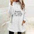 thumbnail image 2 of lcziwo Womens Sherpa Pullover Fuzzy Fleece Sweatshirts Oversized Letter Graphic Crewneck Tunic Sweatshirt Loose Comfy Loungewear Tops with Pockets White XXXL, 2 of 5