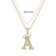 thumbnail image 6 of AYYUFE Letter Necklace Rhinestone Crown Letter Pendant Adjustable Chain Women Necklace for Gift Alloy Brown, 6 of 8
