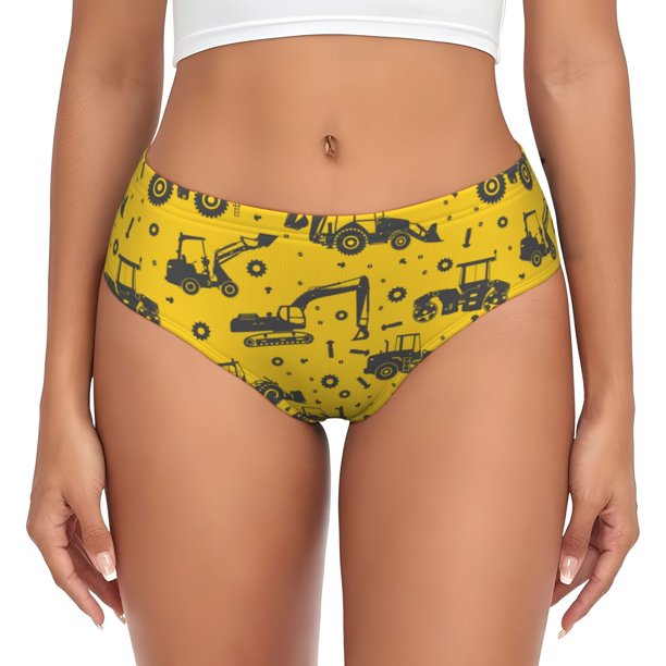 Fotbe Vintage Excavator Calzones Estampados para Mujer – Ropa Interior de Algodón, Cómoda, Suave y Elástica-XX-Large