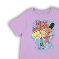 thumbnail image 3 of Nickelodeon Women's Shirt, Graphic Print Curved Hem Cartoon Gerald and Hey Arnold T-shirt Lilac – S, 3 of 5
