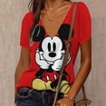 thumbnail image 5 of Camiseta con estampado de Mickey Mouse de Disney para mujer, ropa de verano para niña, camisetas para mujer, sudadera Harajuku, blusa con cuello en V, camisetas de manga corta, 5 of 5