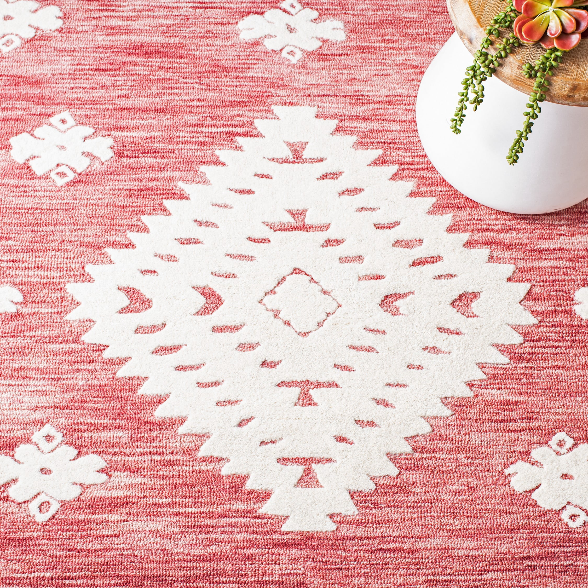 SAFAVIEH Aspen Kerry Geometric Area Rug, Rust/Ivory, 9' x 12'