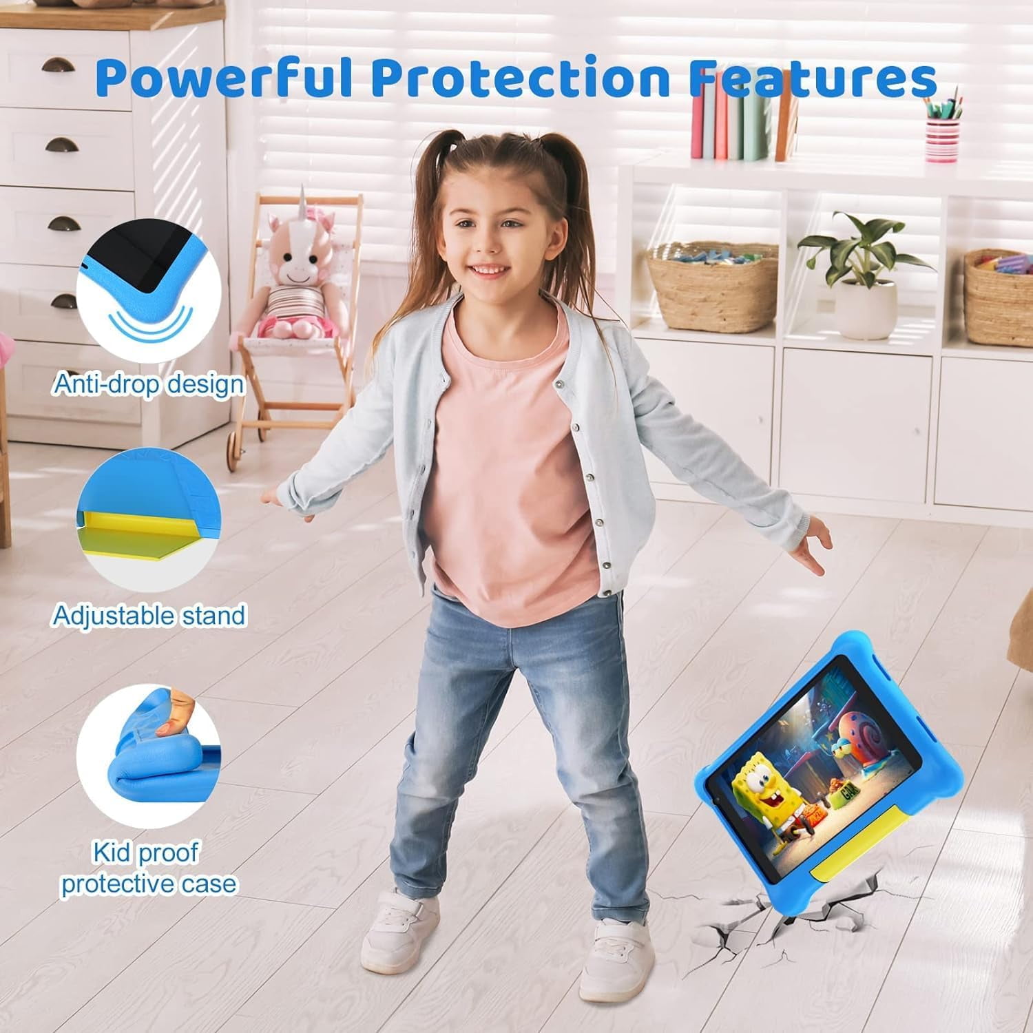 AEEZO 7" Kids Learning Tablet with Case for Toddler, 5GB RAM +32GB ROM, IPS HD Screen, Ukidoz Pre-install,Blue