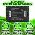 thumbnail image 2 of 48V 105AH Powerstar LiFePO4 Lithium Battery Replacement for ALLIED LITHIUM 48V 105Ah Single Bank EZGO TXT Golf Cart Battery + Charger, 2 of 5