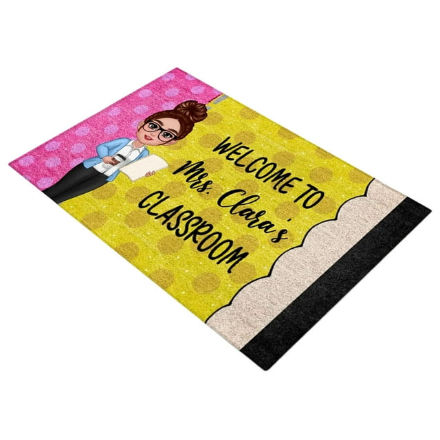 Tapis de Porte de Classe en Craie de Cire pour Enseignant, Bienvenue en Classe, Paillasson de Rentrée Scolaire, Tapis de Bienvenue pour Enseignants