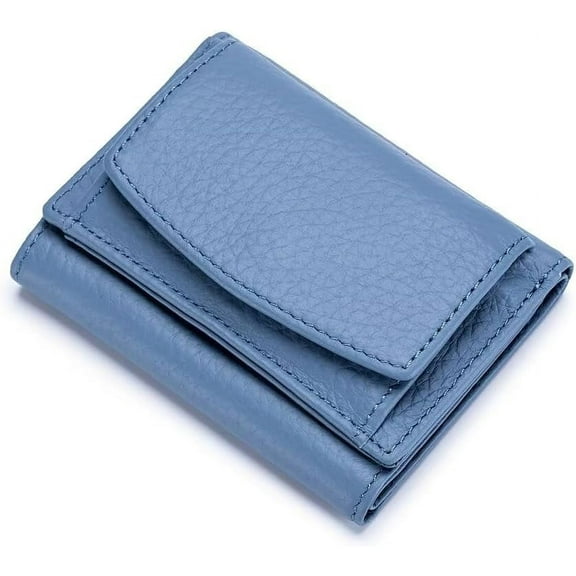 MMYGU Small Wallet for Women Genuine Leather RFID Blocking Card Holder Minimalist Tri-fold Cash Wallet with Snap Coin Pouch