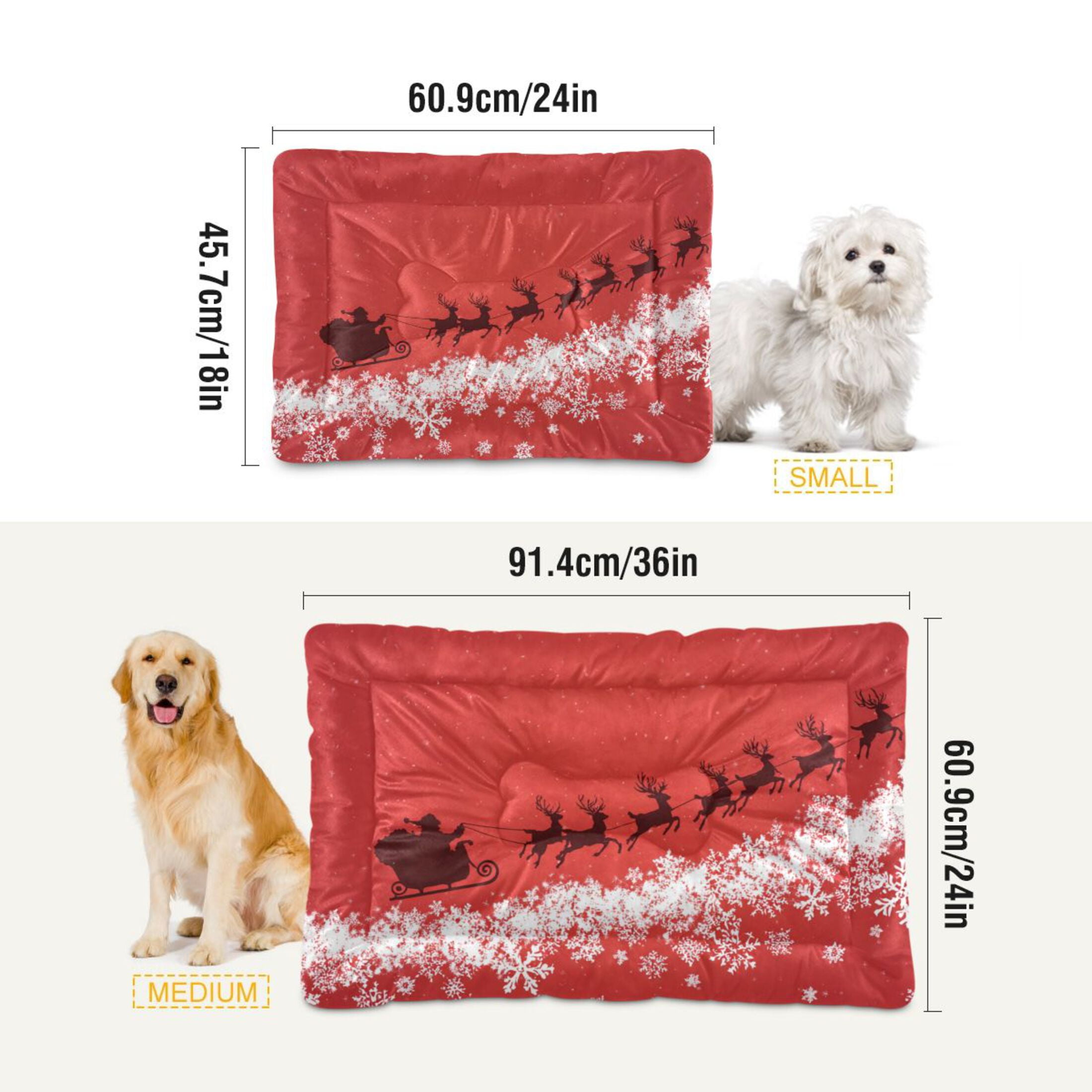 Cozy Mat Pet Bed Indoor Outdoor Warm Soft For Cat Dog Puppy(S/M) Santa Claus in His Sleigh