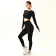 thumbnail image 1 of Traje de Yoga de 2 piezas, ropa deportiva sin costuras, ropa de gimnasio, chándal, Top corto de manga larga, mallas para mujer, conjuntos de Yoga para entrenamiento físico, 1 of 5
