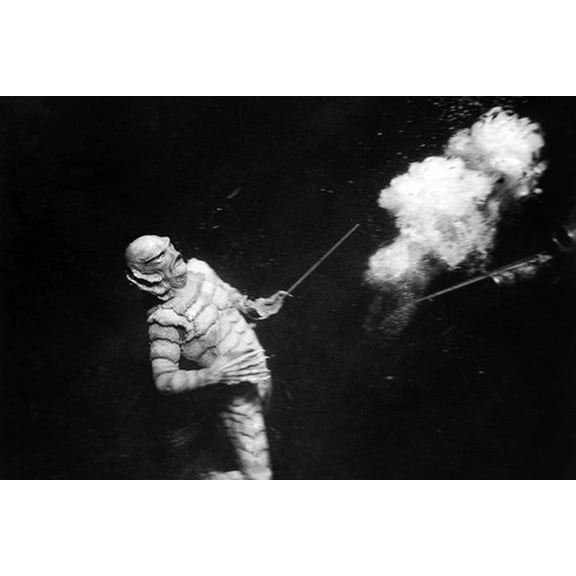 Creature From the Black Lagoon 24x36 Poster Being Speared Under Water
