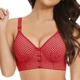 thumbnail image 2 of iHPH7 Wireless Front Closure Bras for Women Full Coverage Snap Front Bra Padded Bras for Women Convenient Snap Push Up Bra Mastectomy Bralettes No Underwire Wireless Bras Red 40, 2 of 4