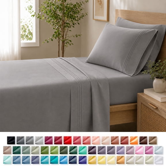 Nestl Twin Sheets Set, 1800 Series Deep Pocket Twin Sheets, Soft Microfiber Kids Bedding Set, Gray
