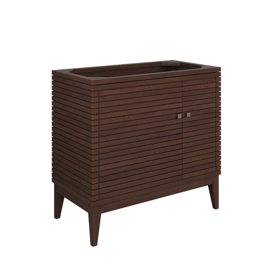 Vanity Cabinet (Sink not included), Walnut, Wood, Mid Century Hotel Bedroom Bathroom, Modern Contemporary HB36236