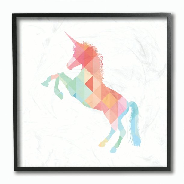 The Kids Room by Stupell Graphic Rainbow Unicorn Framed Wall Art by Daphne Poselli