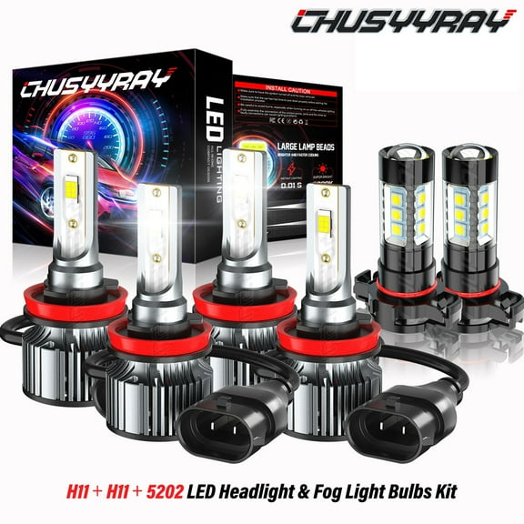 For Dodge Grand Caravan 2014 2015 2016 2017 - 6x Combo LED H11 H11 Headlight & 5202 Fog Light Bulbs Kit