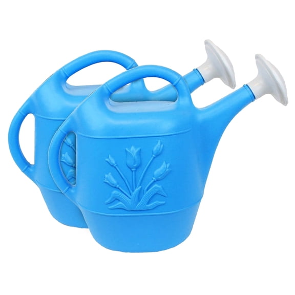 Union Products 2 Gallon Garden Plastic Watering Can, Caribbean Blue, 2 Pack