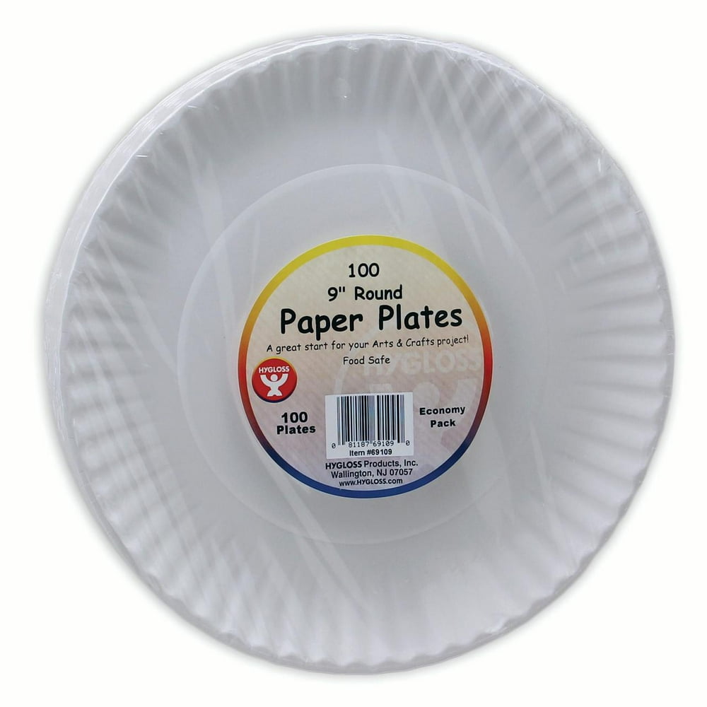 Paper Plates, 9" 100 per Pack, 6 packs