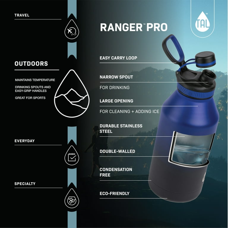 TAL Stainless Steel Ranger Tumbler Water Bottle 64 fl oz, Blue Ombre