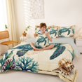 thumbnail image 4 of jejeloiu Antique Map Turtle 7-Piece Twin Bedding,Seashell Coral Print Bedding Comforter Set For Boys,Beige Blue,Light Gray Reversible, 4 of 7