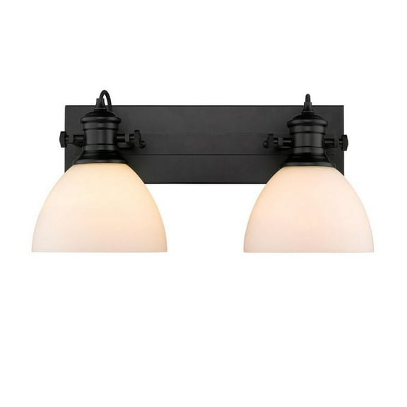 2 Light Vanity Light-8.38 inches Tall and 17.88 inches Wide-Black Finish-Opal Glass Color Bailey Street Home 170-Bel-4158975